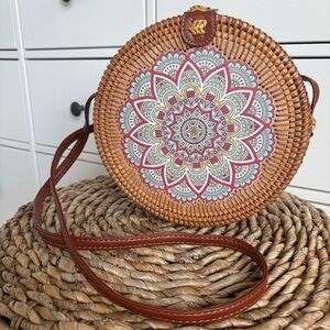 NWOT Round Rattan purse